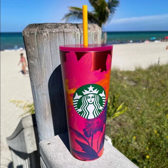 Starbucks Floral Stainless Steel Cup Pink Tumbler Cold Venti 24oz New 2022 - Picture 9 of 10
